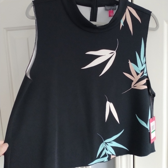 Vince Camuto Glacier Dream Black Sleeveless Top L - Picture 3 of 11